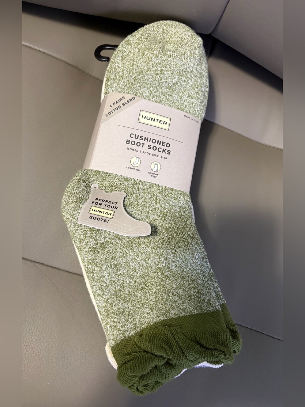 BNWT RARE HUNTER 4 PACK CUSHIONED BOOT SOCKS COTTON BLEND [GRN-TN-CR-GR] SZ 4-10